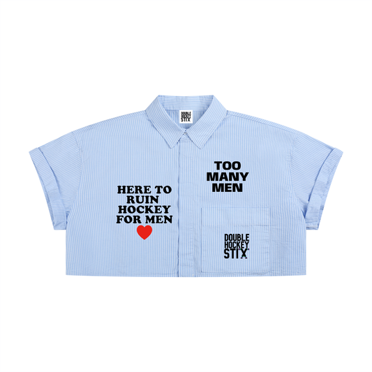 TALK SHIT BOXY CROPPED BUTTON UP