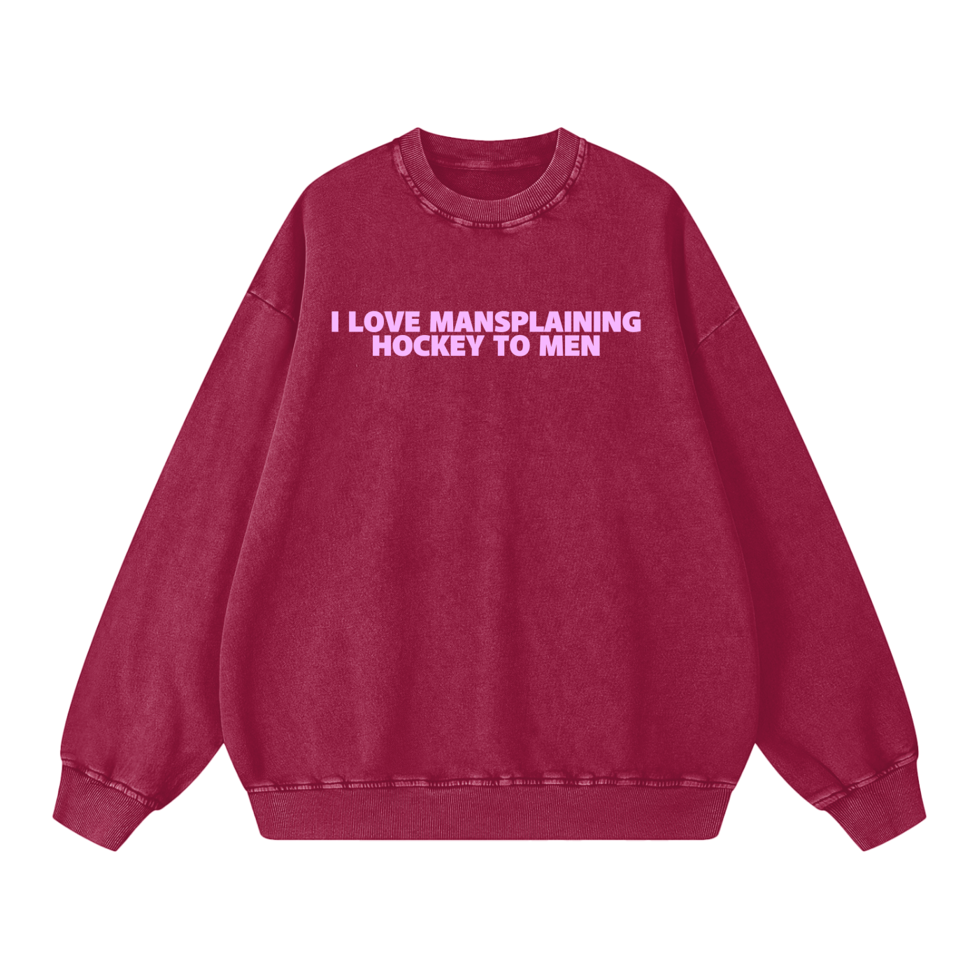 I LOVE MANSPLAINING PREMIUM SNOW WASH CREW NECK