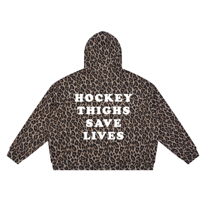 HOCKEY THIGHS LEOPARD FULL ZIP HOODIE