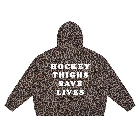 HOCKEY THIGHS LEOPARD FULL ZIP HOODIE