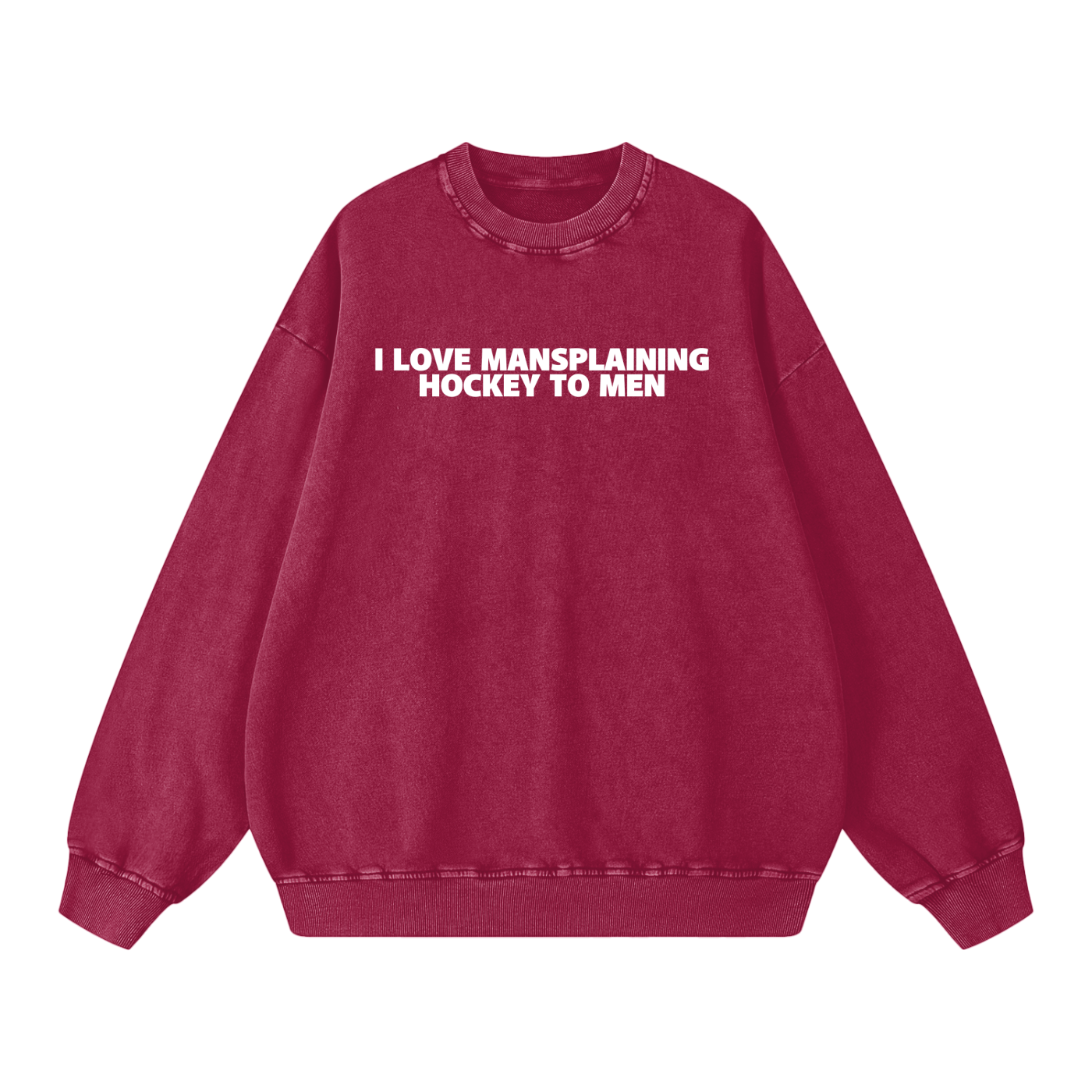 I LOVE MANSPLAINING PREMIUM SNOW WASH CREW NECK