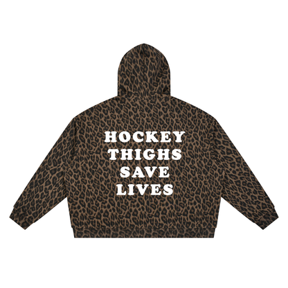HOCKEY THIGHS LEOPARD FULL ZIP HOODIE