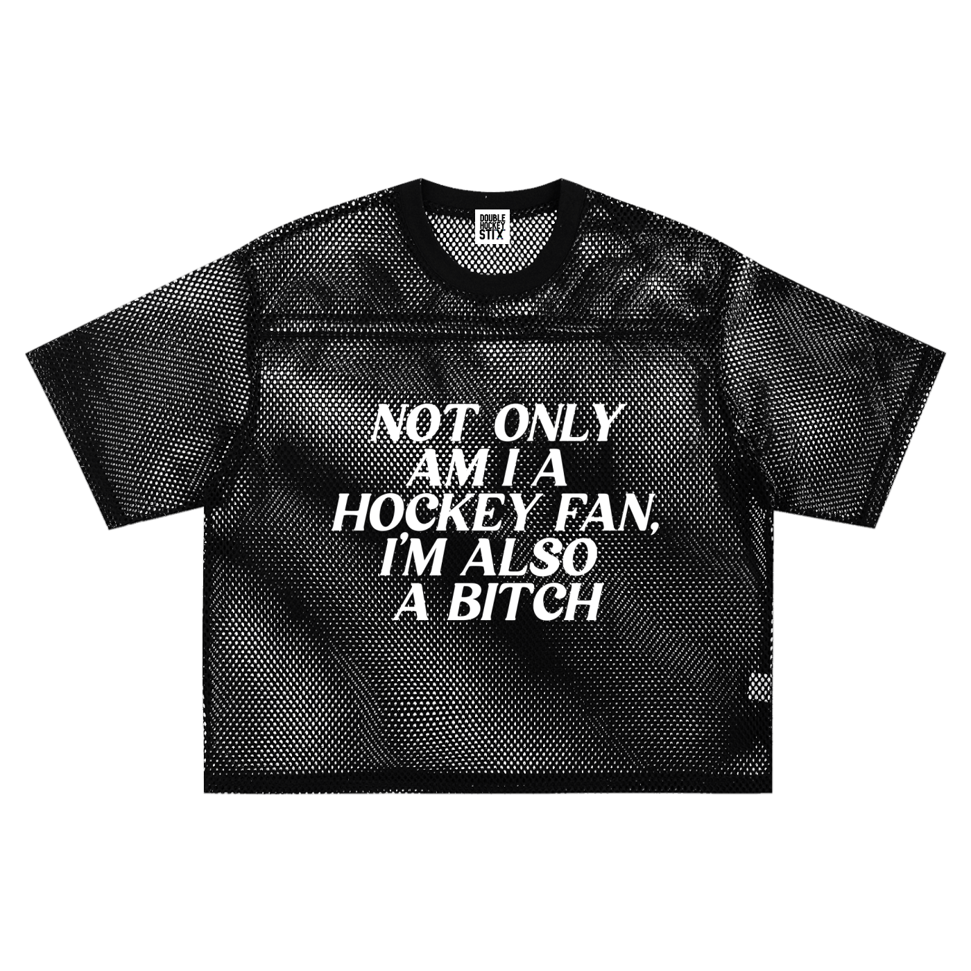 BITCH SEE THRU BOXY NET TEE